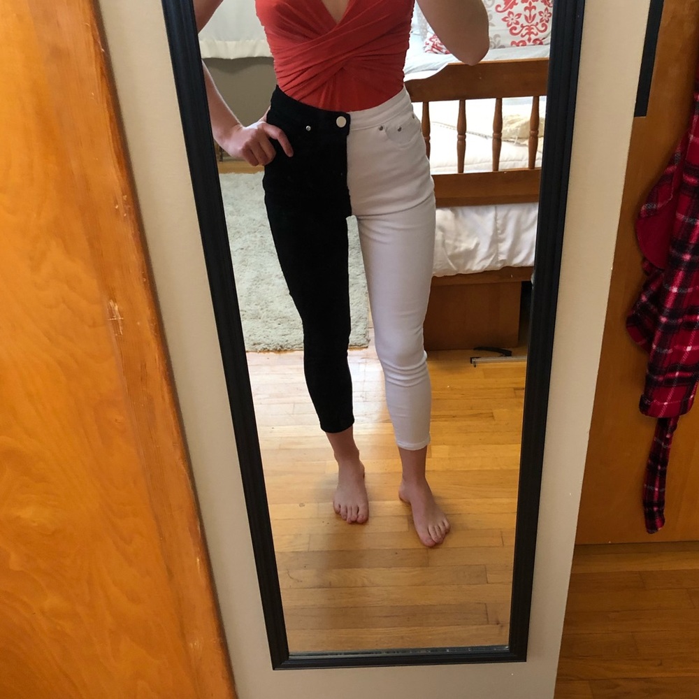 Black and white jeans